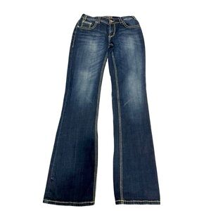 Rock&RollJeans for Women with Contrast Stitching and Bold Text Size 29